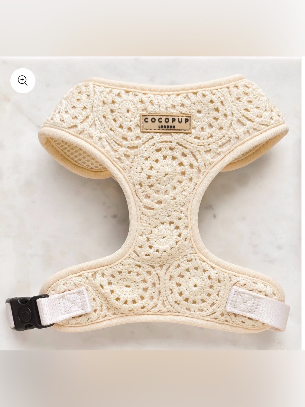 Cocopup London Cream Crochet Dog Harness (xxs) - Soft Padded Comfort